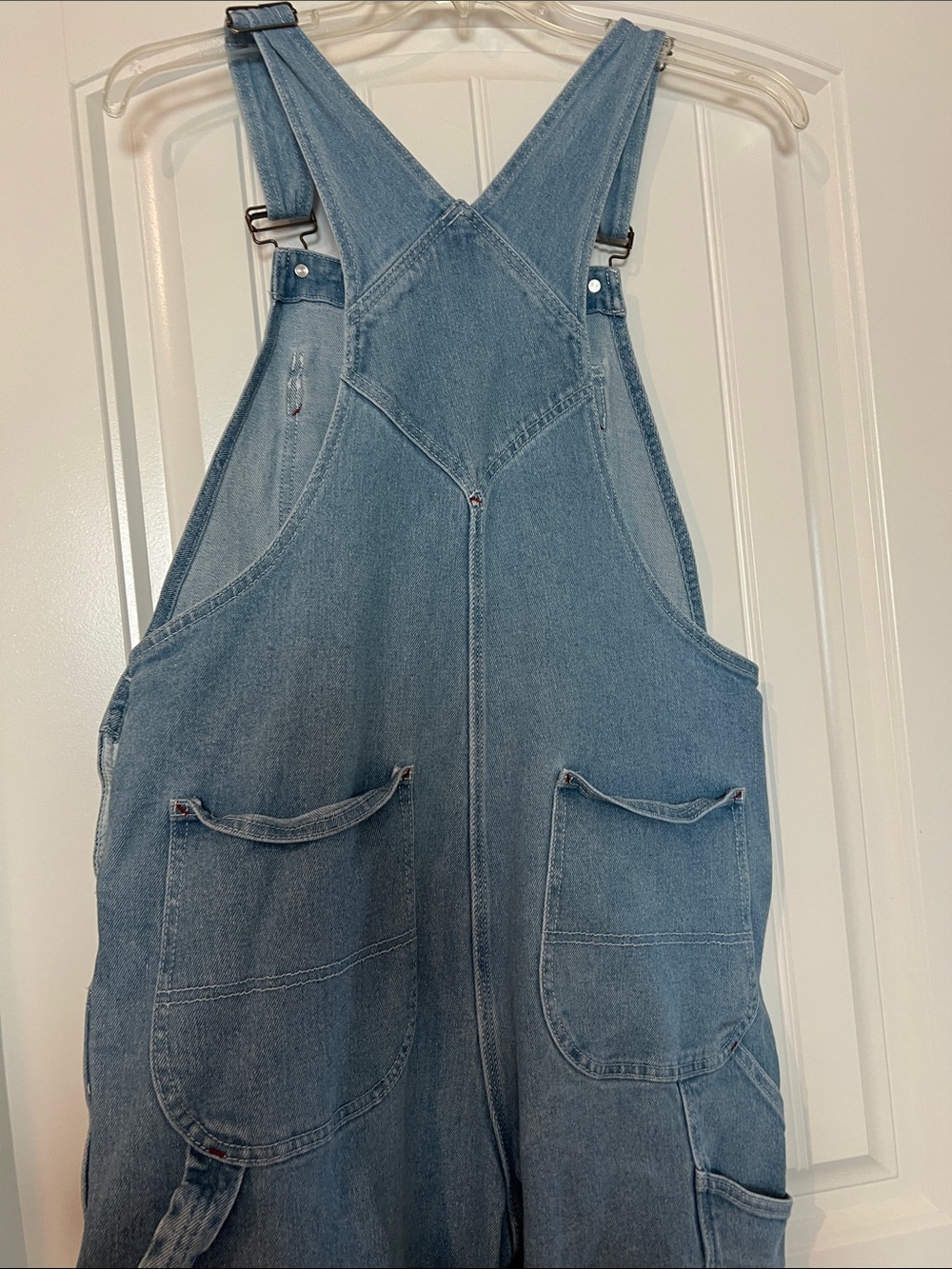 HISEA Men’s Denim Bib Overalls 34x32 Light Wash Utility Workwear Carpenter Denim - Picture 8 of 16